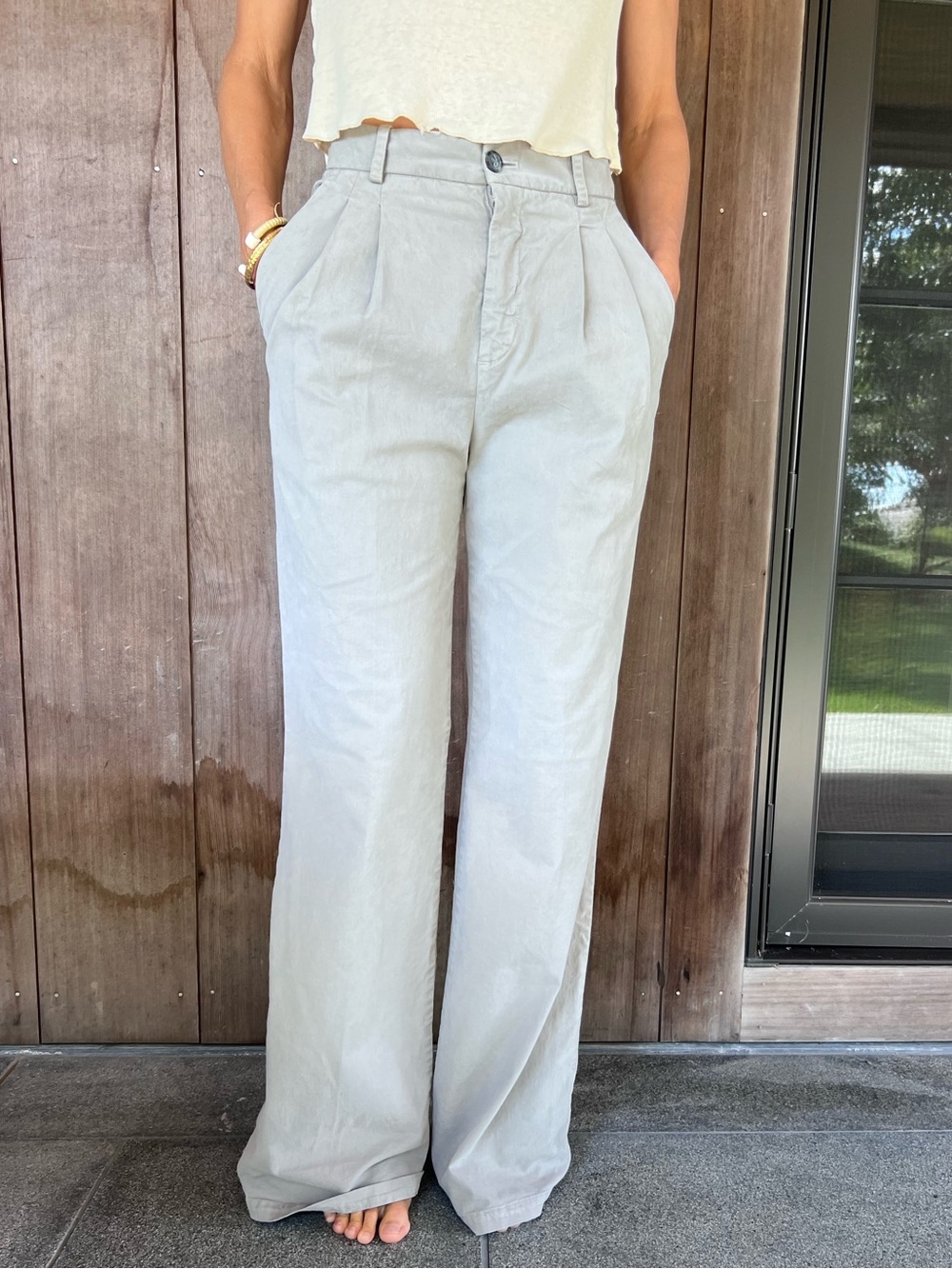 Nili Lotan Flavie cotton blend wide leg pants